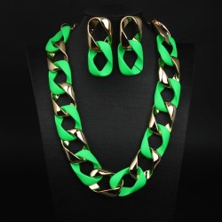   occidental style fashion samll color necklace earrings set woman personality