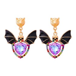 occidental style creative skull bat shirt gem earring personality