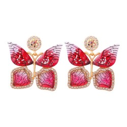  colorful diamond butterfly temperament ear stud occidental style trend woman ..