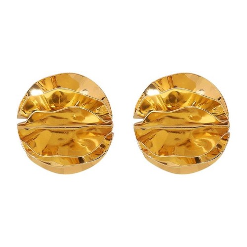 E Irregular Metal flower earrings  high exaggerating ear stud woman