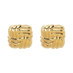 E occidental style fashion textured Metal pattern square ear stud  retro perso..