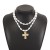 occidental style new cross pendant necklace  retro Pearl Double layer clavicle chain