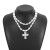 occidental style new cross pendant necklace  retro Pearl Double layer clavicle chain