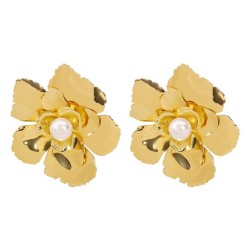  fashion flowers ear stud  occidental style retro high mosaic Pearl earrings