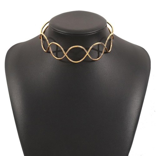 occidental style personality geometry Collar  medium wind wave Metal
