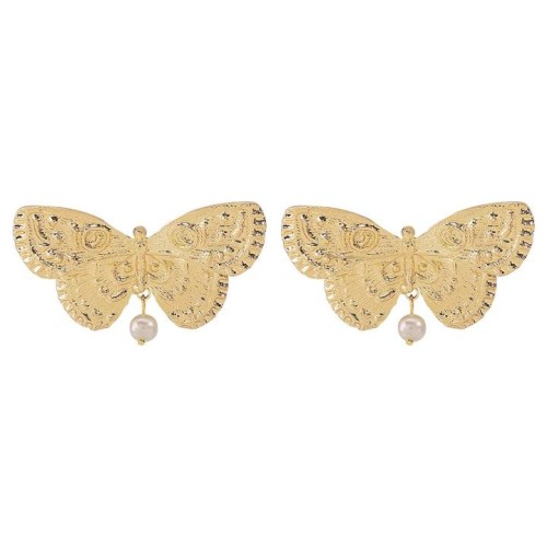 E palace wind high Pearl Earring  occidental stylevintage butterfly samll Alloy earrings