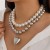 occidental style new  Pearl love clavicle chain beads heart-shaped necklace   punk summer style