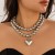 occidental style new  Pearl love clavicle chain beads heart-shaped necklace   punk summer style