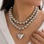 occidental style new  Pearl love clavicle chain beads heart-shaped necklace   punk summer style