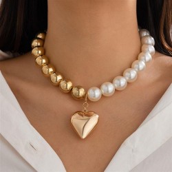  occidental style   summer new big beads love necklace ins exaggerating all-Pu..