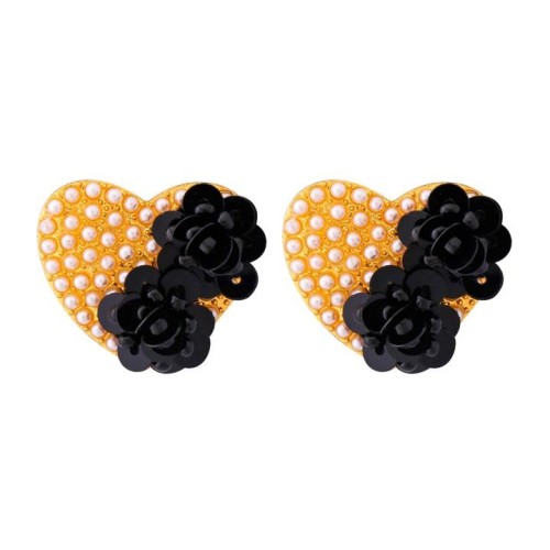 super fully-jewelled flower love ear stud brief all-Purpose fashion style