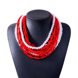 same style multilayer Pearl necklace personality handmade beads clavicle neckl..