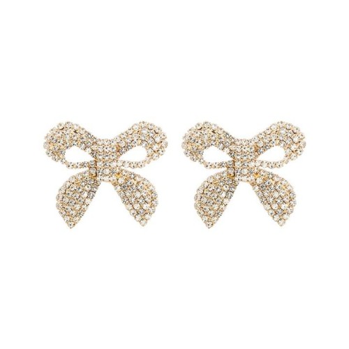 super claw chain bow earrings exaggerating occidental style Earring woman fashion elegant fully-jewelled ear stu