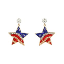  new Alloy diamond embed Pearl Five-pointed star earrings Stripe elements occi..