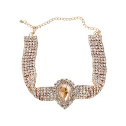 super claw chain occidental style necklace drop glass diamond pendant exaggera..