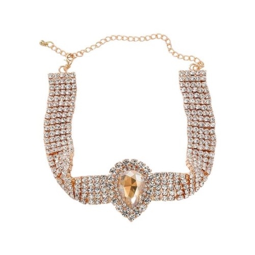 super claw chain occidental style necklace drop glass diamond pendant exaggerating banquet bride