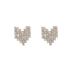 ins wind style fully-jewelled heart-shaped ear stud occidental style earrings ..