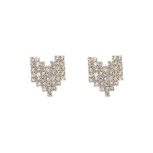 ins wind style fully-jewelled heart-shaped ear stud occidental style earrings womanearrings