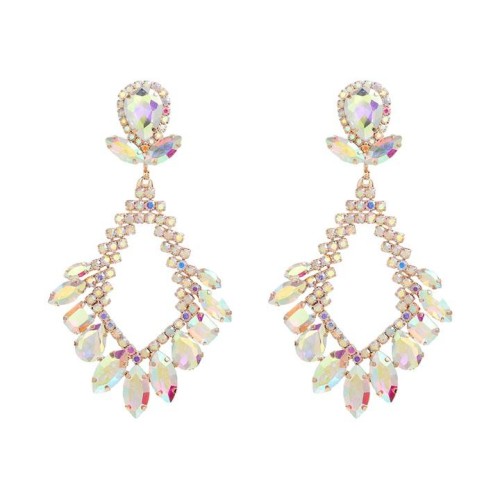 earrings super claw chain occidental style earrings lady fully-jewelled rhombus flowers earring exaggerating 