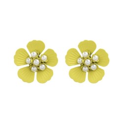summer Alloy embed Pearl earrings flowers ear stud woman elegant occidental st..