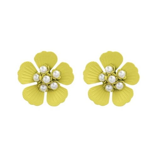 summer Alloy embed Pearl earrings flowers ear stud woman elegant occidental style Earringearrings