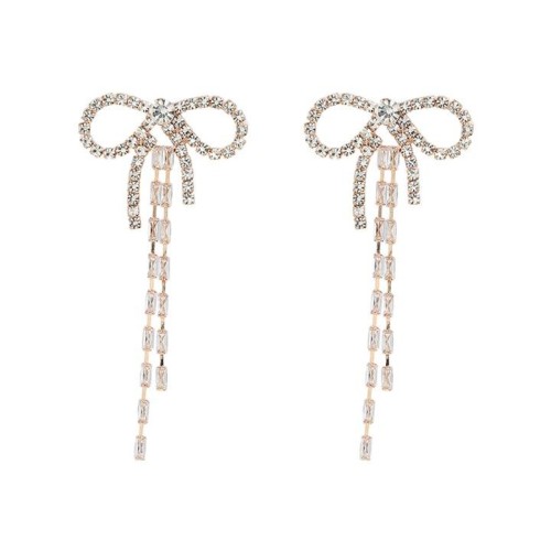 earrings super claw chain occidental style earrings woman fully-jewelled bow zircon tassel Earring bride