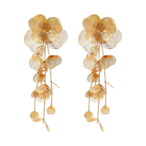 summer Alloy flowers earrings exaggerating occidental style Earring lady Metal pattern multilayer flowers earring