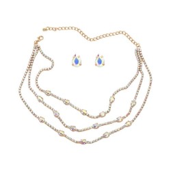 occidental style earrings necklace set lady drop ear stud multilayer fully-jew..