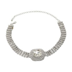 super claw chain occidental style necklace square glass diamond chain exaggera..