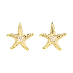 summer starfish earrings Alloy embed Pearl Earring woman wind Metal occidental..