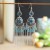  ethnic style long style beads chain tassel earrings high woman Bohemia