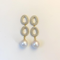 ilver eedle eometric ircon hining Pearl Earrings