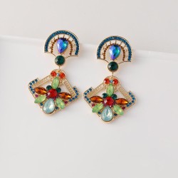 occidental style samll retro pendant square fully-jewelled ear stud palace win..
