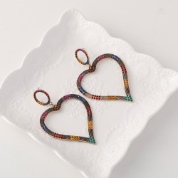occidental style fully-jewelled fashion heart-shaped earrings brief hollow lov..