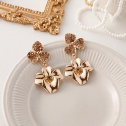 occidental style Metal love flowers Alloy embed Rhinestone earrings high samll..