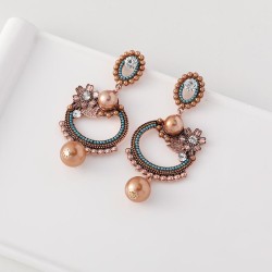 occidental style fashion Pearl flowers Round long style earrings personality r..