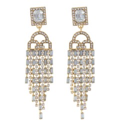  Rhinestone tassel crystal earrings woman long style temperament high-end fash..
