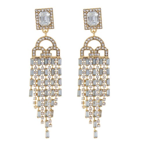  Rhinestone tassel crystal earrings woman long style temperament high-end fashion trend Alloy diamond Earri