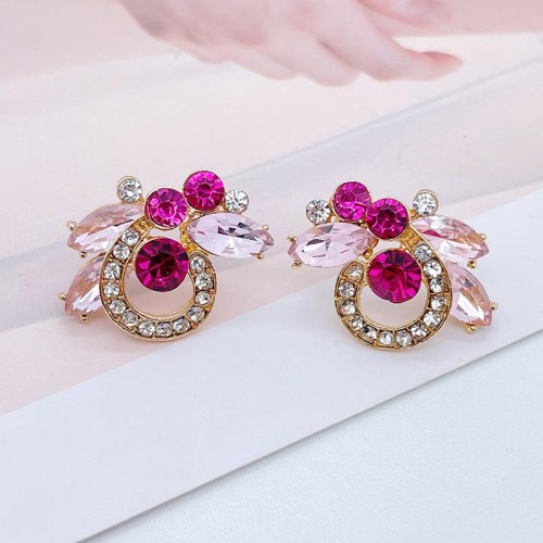occidental style fashion brief temperament color embed Rhinestone earrings woman fashion all-Purpose ear stu