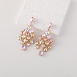occidental style colorful diamond earrings exaggerating fully-jewelled brief a..