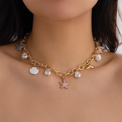 occidental style  wind Alloy starfish set  small fresh all-Purpose Pearl neckl..