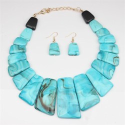   occidental style exaggerating retro personality necklace earrings set lady