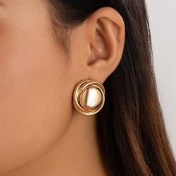 occidental style brief temperament twining Metal textured ear stud fashionins ..