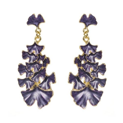 occidental style temperament fashion three-dimensional silver leaf flowers earrings enamel Alloys silver elegan