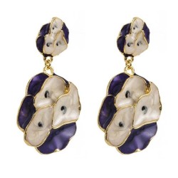 occidental style Alloy enamel flower earrings temperament personality all-Purp..