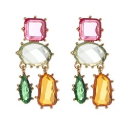 occidental style Irregular beautiful colorful resin earrings temperament exagg..