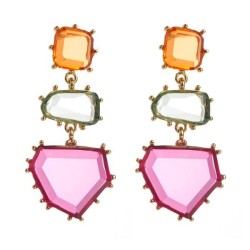 occidental style fashion multilayer long style earrings color drop resin earri..