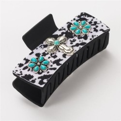  hair clip leopard Alloy turquoise fitting retro leopard leather trend