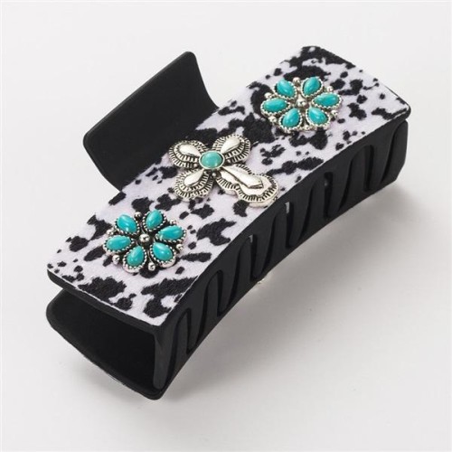  hair clip leopard Alloy turquoise fitting retro leopard leather trend