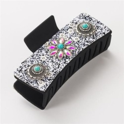 occidental style retro diamond Pearl turquoise square fashion temperament hair..